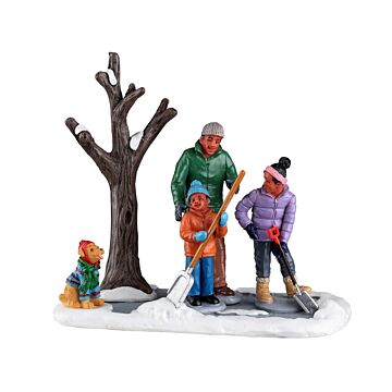 Lemax Shoveling the Driveway