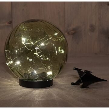 Solar glazen bol met steker groen 18 cm