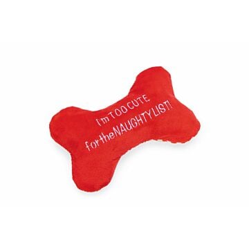 Kerstbot pluche hondenspeelgoed rood 16 cm - Beeztees