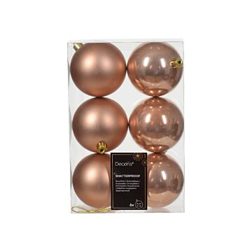 Kerstballen sprankelend roze kunststof mix Ø 8 cm set van 6 - Decoris