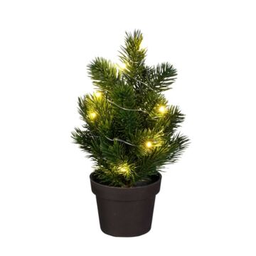 Kerstboom in pot groen 10 led met batterij 24 cm - Mica