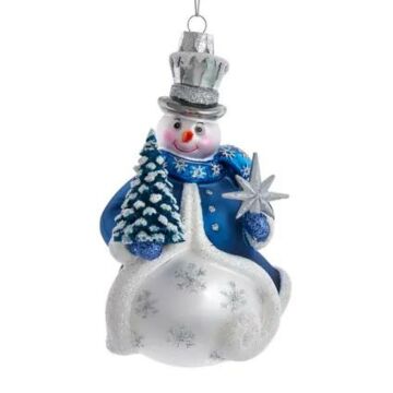 Blue Snowman Glass Ornament 14 cm - Kurt Adler