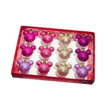 Mickey Mouse roze kerstballen box plastic Ø 5 cm mini 12 stuks - Kurt S Adler