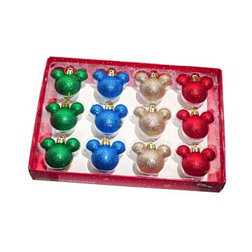Mickey Mouse kerstballen box plastic Ø 5 cm 12 stuks - Kurt S Adler