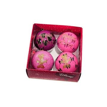 Minnie Mouse kerstballen box plastic Ø 7.5 cm 4 stuks - Kurt S Adler