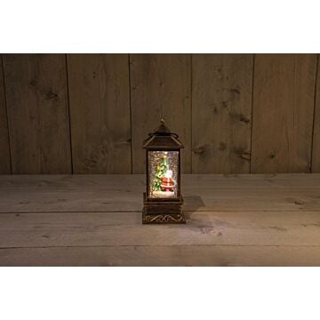 Lantaarn kerstman in glitterwater 9,5 cm