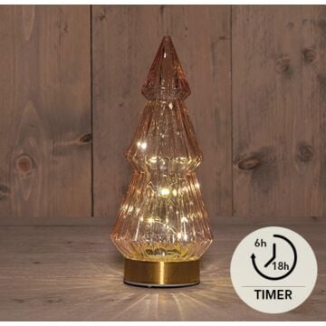 Glazen Boom 10LED roze 23,5 cm - Anna's Collection