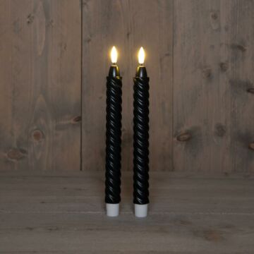 Swirl dinerkaars 3D zwart 24 cm - 2 stuks