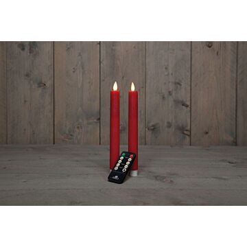 Dinerkaars rustiek wax op batterij rood 23 cm set van 2 - Anna's Collection