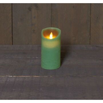 LED-kaars rustiek bewegende vlam jade groen 15 cm - Anna's Collection