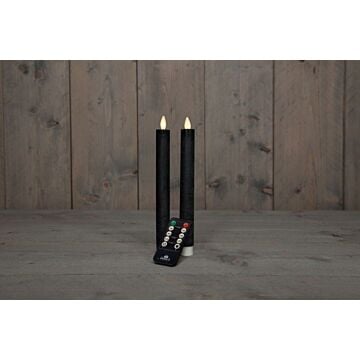 Dinerkaars rustiek wax op batterij zwart 23 cm set van 2 - Anna's Collection