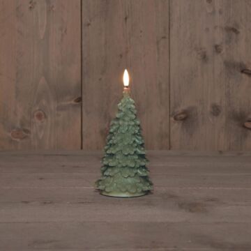 LED kaars kerstboom wax 20 cm jadegroen - Anna’s Collection