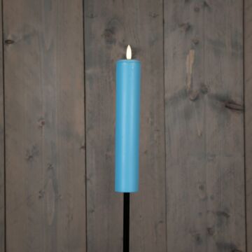 Fakkel 3D solar met lont blauw op steker L 76 cm