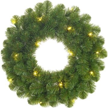 Kerstkrans Norton LED werkt op batterijen groen d60cm