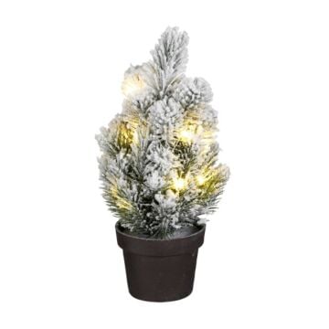 Kerstboom in pot groen frosted 10 led met batterij 24 cm - Mica