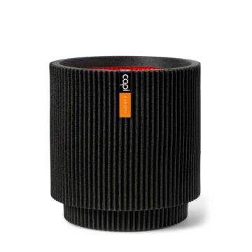 Bloempot Vase cilinder groove zwart Ø 36 cm - Capi