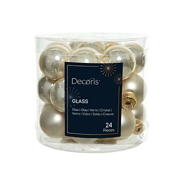 Kerstbal glas enamel parel Ø 2,5 cm set van 24 - Decoris