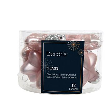 Hanger ster glas poederroze 4 cm set van 12 - Decoris