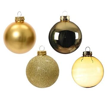 Kerstballen glas lichtgoud set van 42 - Decoris