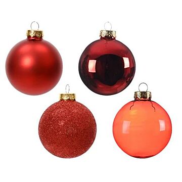 Kerstballen glas kerstrood set van 42 - Decoris