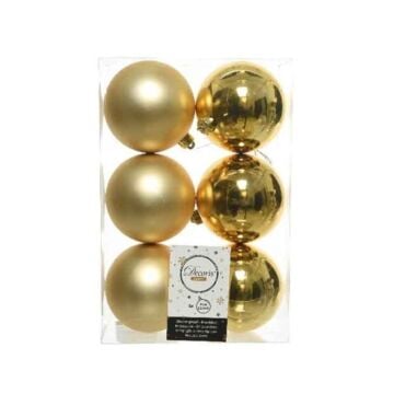 Shatterproof Plain Baubles Shiny-Matt Gold 6 pcs