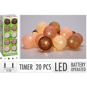 Bal LED  lampjes katoen 20 stuks Ø 6 cm 