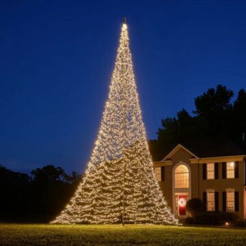 Vlaggenmast kerstboom warm wit 8000LED 10 meter met flightcase - Fairybell