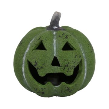 Pompoen carved groen 25 cm