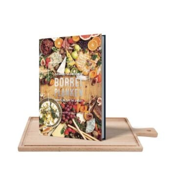 Set steakplank puur hout + kookboek 'Borrelplanken'
