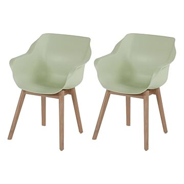 Hartman tuinstoel set (2 stuks) Sophie teak mintgroen