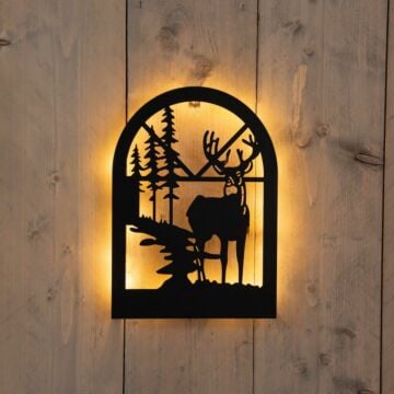 Muurhanger met rendier 24LED zwart 30 cm - Anna's Collection