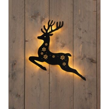 Muurhanger hert 48LED 49,5 cm zwart - Anna's Collection