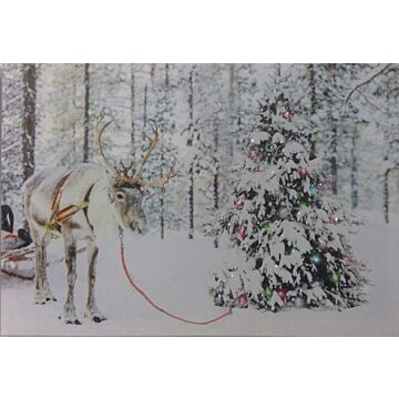 LED-canvas moose with tree 60 cm