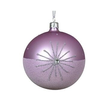 Kerstbal glas glitter fris lila Ø 8 cm - Decoris