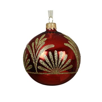Kerstbal glas glitter kerstrood Ø 8 cm - Decoris