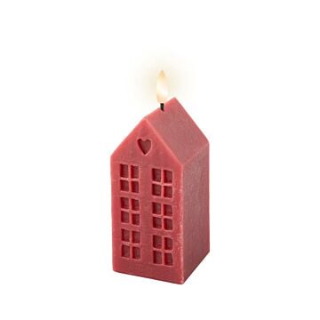 LED kaars wax huisje rood 14,8 cm - Decoris