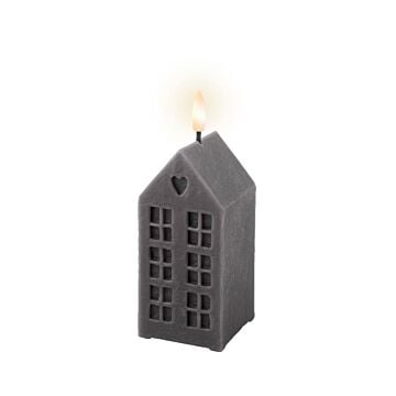 LED kaars wax huisje grijs 14,8 cm - Decoris