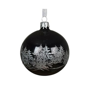 Kerstbal glas deco zwart Ø 8 cm - Decoris