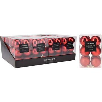 Kerstbal rood Ø 6 cm set van 12