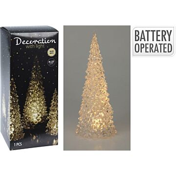Decoratie kerstboom acryl met verlichting warm wit 27 cm
