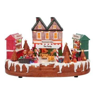 Christmas village tea party animated led 35 cm