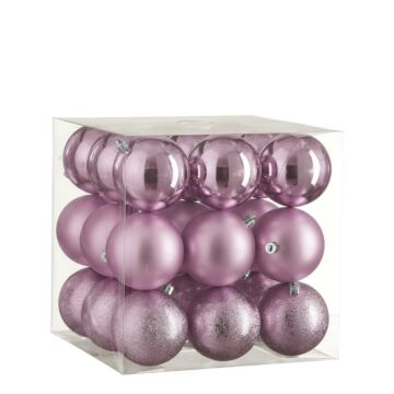 Kerstbal onbreekbaar lila Ø 8 cm set van 27 - House of Seasons