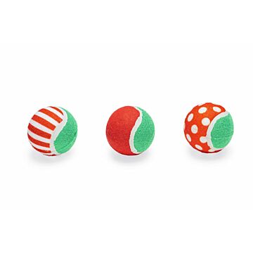 Kerst tennisballen hondenspeelgoed 6,3 cm set van 3 - Beeztees