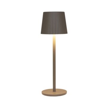 Tafellamp ribbel warm wit LED draadloos taupe 9 cm