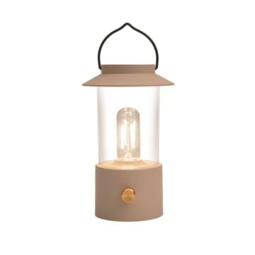 Lantaarn warm wit LED draadloos bruin L  9 cm