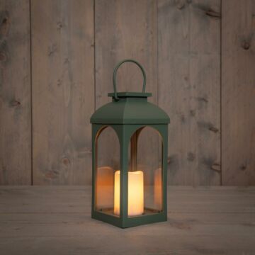 Solar lantaarn met kaars olijf L 11 cm