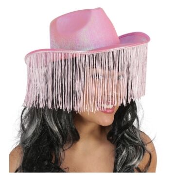 Cowboyhoed met franjes Roze