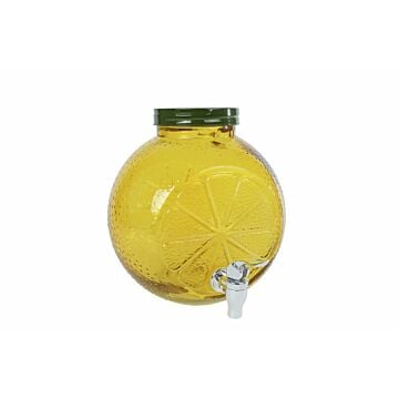 Kan Lemon met tapkraantje geel glas L 24,5 cm