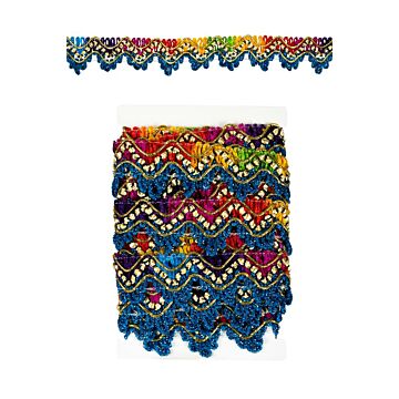 Galonband geweven blauw + gouddraad