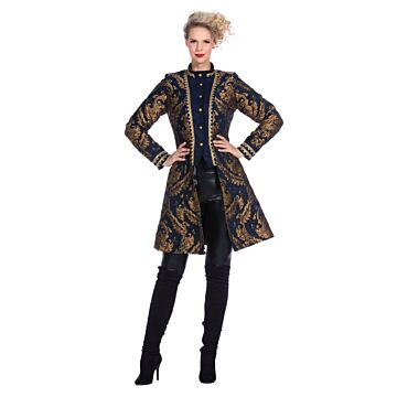 Brokaat jas donkerblauw luxe dames maat 44 Brokaat jas donkerblauw luxe dames maat 44